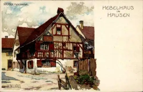 Künstler Litho Mutter, K., Hausen im Wiesental, Hebelhaus