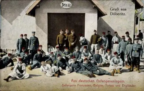 Ak Döberitz, Gefangenenlager, Kriegsgefangene Franzosen, Belgier, Turkos und Engländer, I WK