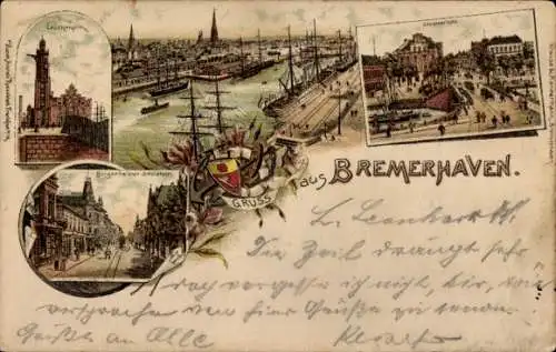 Litho Bremerhaven, Hafen, Leuchtturm, Geestebrücke, Bürgermeister Smidtstraße