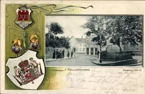 Präge Wappen Passepartout Ak Kellinghusen in Holstein, Kriegerdenkmal 1870-71