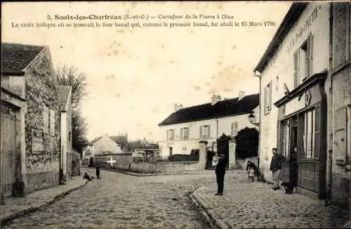 Ak Saulx-les-Chartreux Essonne, Carrefour de la Pierre à Dieu