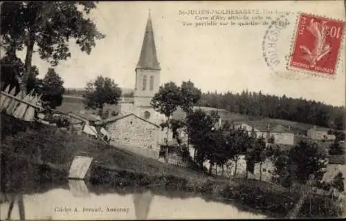 Ak Saint Julien Molhesabate Haute Loire, Vue partielle sur le quartier de l'Eglise