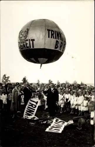 Ak Gasballon mit Banner, Zuschauer, Kinder