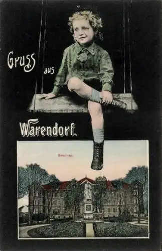 Passepartout Ak Warendorf im Münsterland, Seminar, Kind auf einer Schaukel