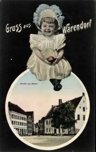 Passepartout Ak Warendorf im Münsterland, am Markt, Kind