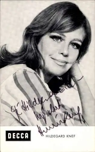 Ak Sängerin Hildegard Knef, Portrait, Autogramm