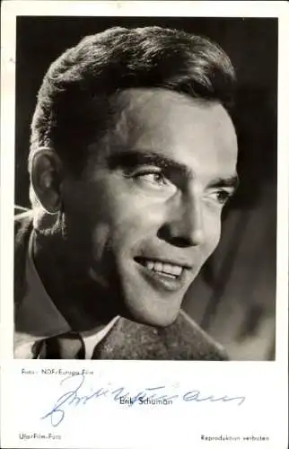 Ak Schauspieler Erik Schumann, Portrait, Autogramm