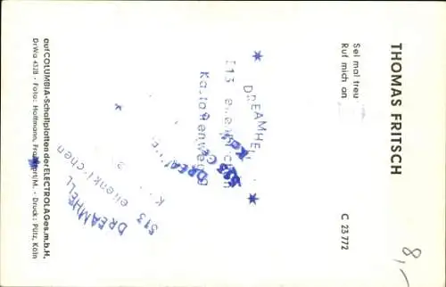 Ak Sänger Thomas Fritsch, Portrait, EMI Columbia Records