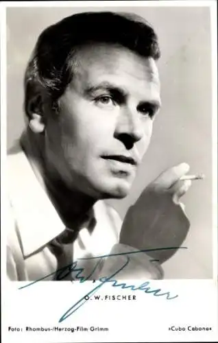 Ak Schauspieler O.W. Fischer, Portrait, Cuba Cabana, Zigarette, Autogramm