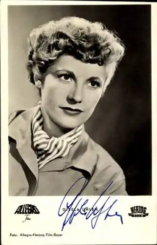 Ak Schauspielerin Gisela Uhlen, Portrait, Herzog Film, Autogramm