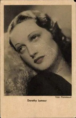 Ak Schauspielerin Dorothy Lamour, Portrait, Autogramm