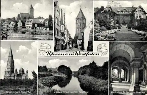 Ak Rheine in Westfalen, St. Antonius Basilika, Gertrudenstift, Altstadt