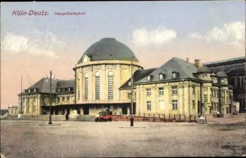 Ak Köln Deutz am Rhein, Die Straßenseite des Hauptbahnhofes