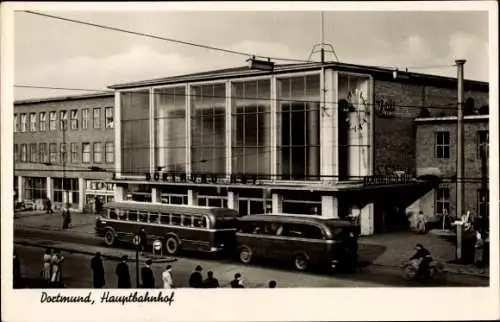 Ak Dortmund im Ruhrgebiet, Hauptbahnhof, Bus mit Anhänger