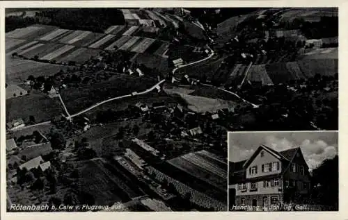 Ak Rötenbach Bad Teinach-Zavelstein Schwarzwald, Fliegeraufnahme, Geschäftshaus Joh. Gg. Gall