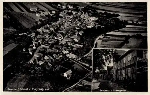 Ak Hamma Heringen an der Helme Thüringen, Fliegeraufnahme, Gasthaus zum Rosengarten