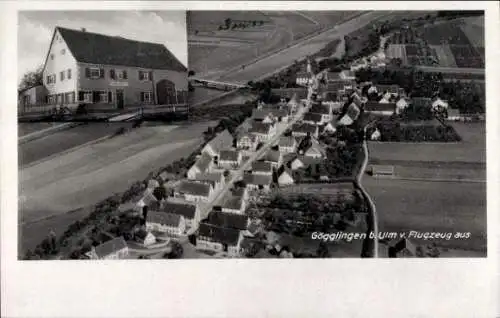 Ak Gögglingen Ulm an der Donau, Fliegeraufnahme, Gasthaus zum hohen Berg, Jos. Kopp