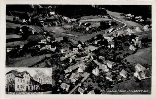 Ak Stockheim im Kreis Kronach Oberfranken, Fliegeraufnahme, Gasthaus Gg. Schwalb