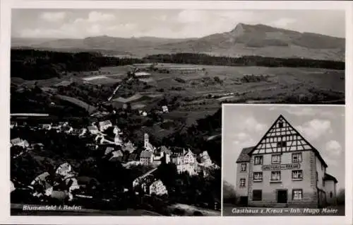 Ak Blumenfeld Tengen in Baden, Fliegeraufnahme, Gasthaus z. Kreuz, Inh. Hugo Maier