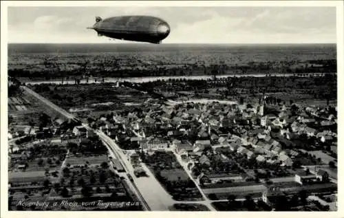 Ak Neuenburg am Rhein Baden, Fliegeraufnahme, Zeppelin