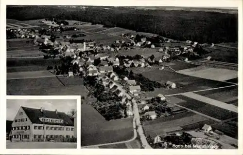 Ak Boos (bei Memmingen) in Schwaben, Fliegeraufnahme, Gasthaus u. Metzgerei z. Hirsch A. Urban