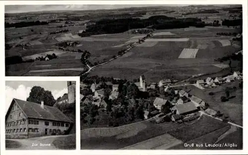 Ak Leupolz Wangen im Allgäu, Fliegeraufnahme, Josef Kiene Zur Sonne