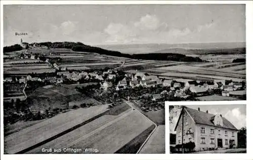 Ak Offingen Uttenweiler in Württemberg, Fliegeraufnahme, Gasthaus zum Adler