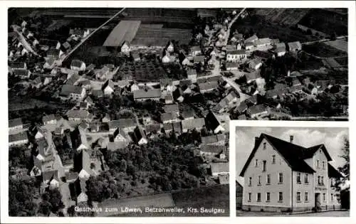 Ak Betzenweiler in Oberschwaben Württemberg, Fliegeraufnahme, Gasthaus zum Löwen