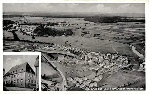 Ak Laiz Sigmaringen an der Donau, Fliegeraufnahme, Gasthof zum Adler