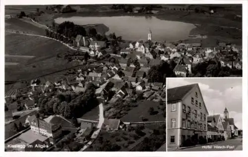 Ak Kißlegg im Allgäu, Fliegeraufnahme, Hotel Hirsch-Post