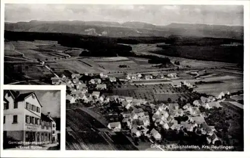 Ak Bleichstetten St. Johann in Württemberg, Fliegeraufnahme, Gemischtwarengeschäft v. Ernst Spöhn