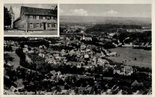 Ak Oberachern Achern in Baden Schwarzwald, Fliegeraufnahme, Gasthaus z. Hirsch