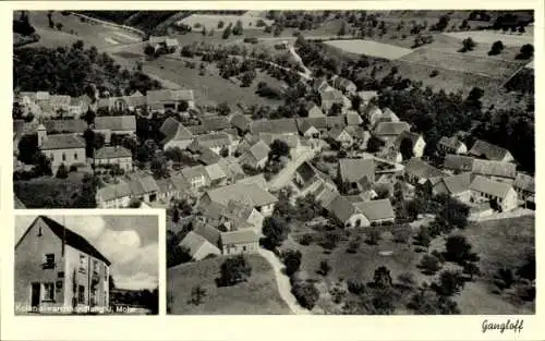 Ak Gangloff Becherbach in der Pfalz, Fliegeraufnahme, Kolonialwarenhandlung J. Mohr