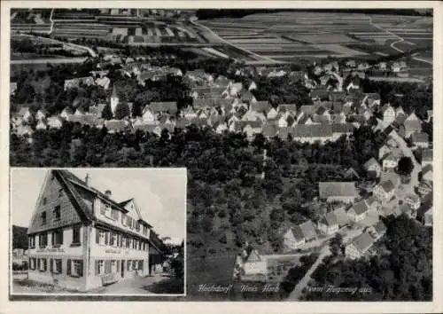 Ak Hochdorf (bei Horb) Nagold im Schwarzwald, Fliegeraufnahme, Gasthaus