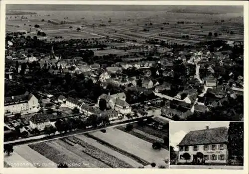 Ak Nonnenweier Schwanau in Baden, Fliegeraufnahme, Gasth. z. Wolf