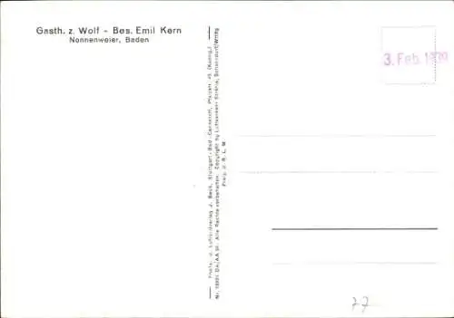 Ak Nonnenweier Schwanau in Baden, Fliegeraufnahme, Gasth. z. Wolf