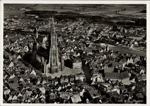 Ak Ulm an der Donau, Fliegeraufnahme, Münster