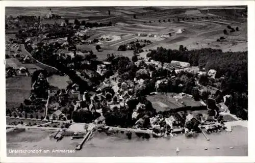 Ak Unterschondorf Schondorf am Ammersee Oberbayern, Fliegeraufnahme