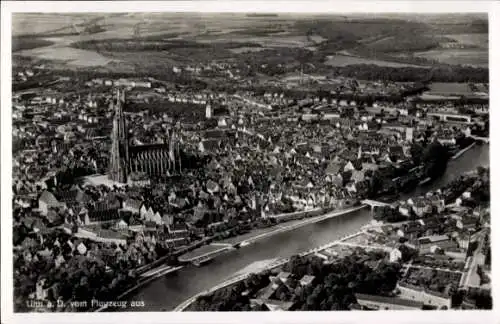 Ak Ulm an der Donau, Fliegeraufnahme, Münster