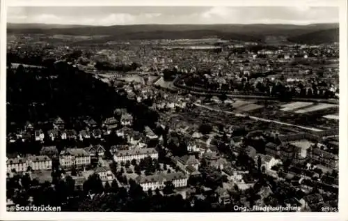 Ak Saarbrücken im Saarland, Fliegeraufnahme