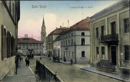 Ak Selb im Fichtelgebirge Oberfranken, Ludwig-Straße und Markt