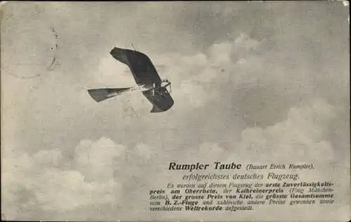 Ak Flugzeug Rumpler Taube