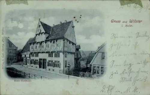 Mondschein Ak Wilster in Holstein, Altes Rathaus