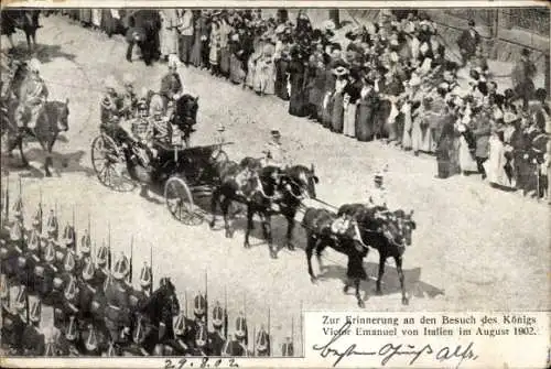 Ak Berlin, Besuch des König Viktor Emanuel III. von Italien, August 1902