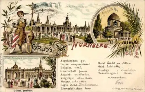 Litho Nürnberg Mittelfranken, Bayerische Landesausstellung, Industriegebäude, Kunsthalle, Besucher