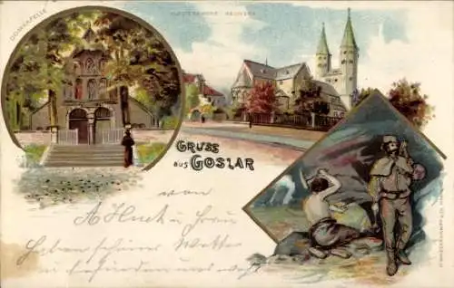 Litho Goslar am Harz, Domkapelle, Klosterkirche Neuwerk, Bergleute