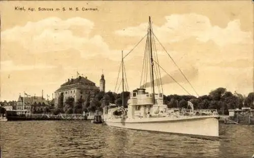 Ak Kiel, Königliches Schloss, S.M.S. Carmen, Kaiserliche Marine