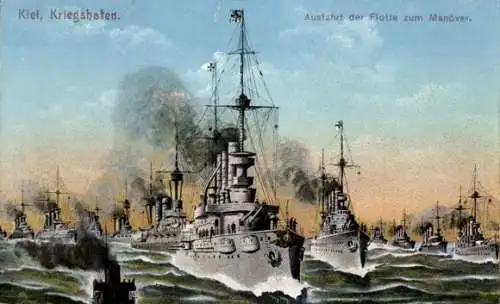 Ak Kiel, Kriegshafen, Deutsche Kriegsschiffe, Flotte, Manöver, Kaiserliche Marine