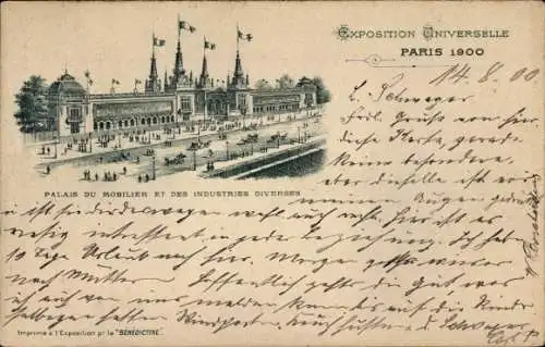 Ak Paris, Weltausstellung 1900, Palais du Mobilier et des Industries Verschiedenes