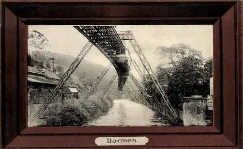 Passepartout Ak Barmen Wuppertal, Schwebebahn an der Haspelerbrücke